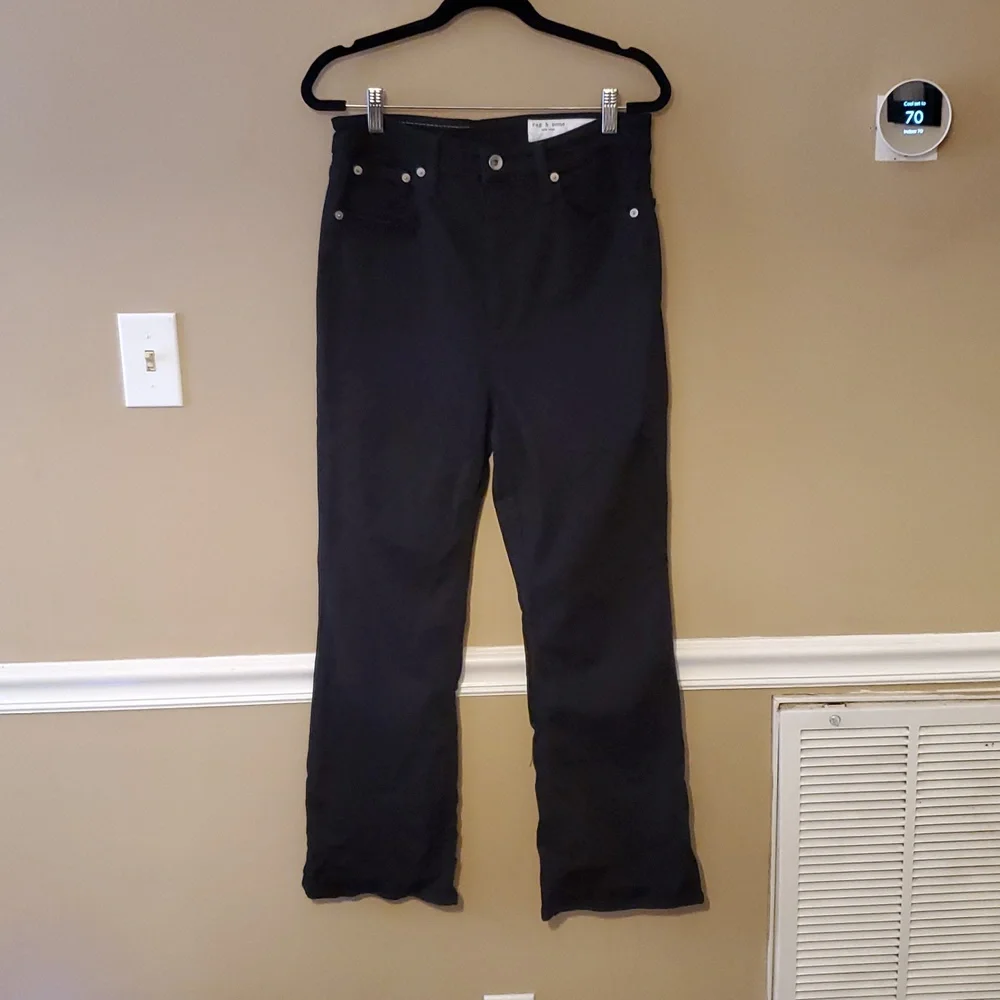 Rag & Bone Casey High-Rise Flared Ankle Jeans In Black Size 29 NWT'S - Picture 3 of 11